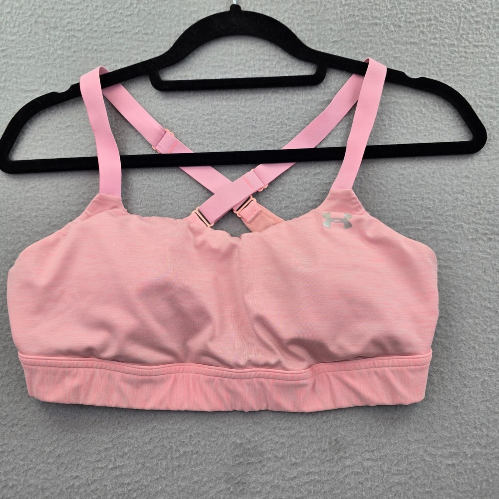 Under Armour Infinity 2.0 High Compression Sports Bra Womens Medium Pink Logo